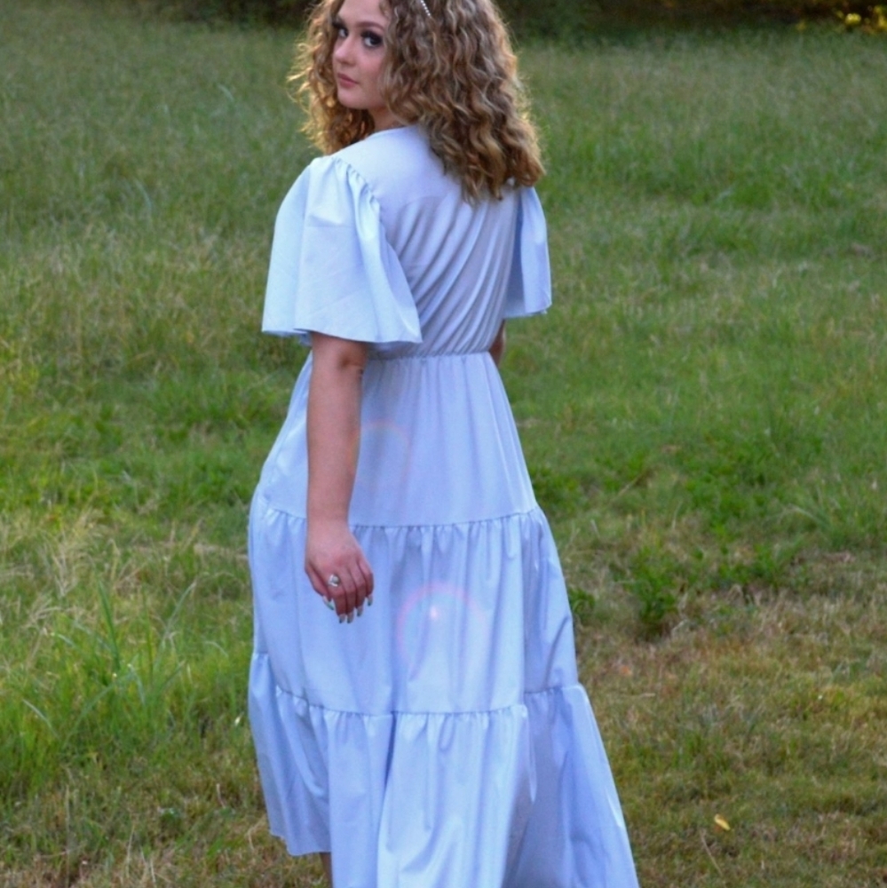 Blue tiered maxi dress
